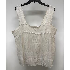 Cottagecore Babydoll White Sleeveless Blouse Old Navy XXL Lace Romantic Glam
